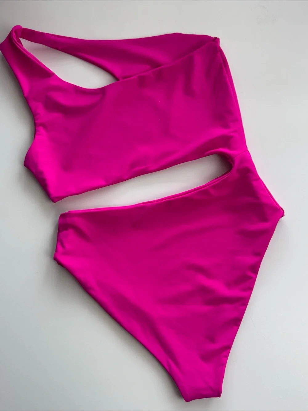 Lulus Women’s Sz S Hot Pink One Piece Cutout Swimsuit One Shoulder Coastal Beach